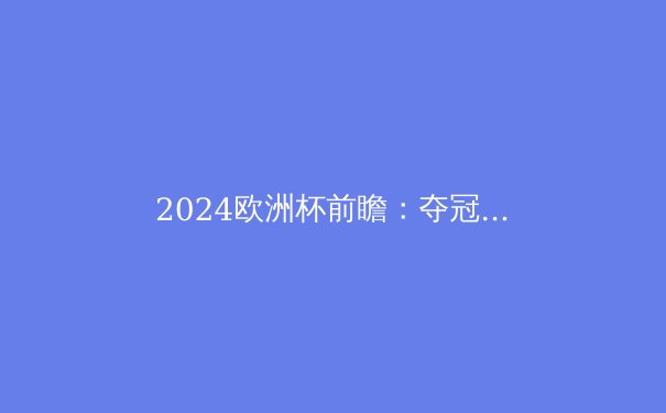 2024欧洲杯前瞻：夺冠热门与黑马全面解析 - 3